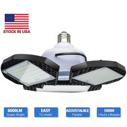 LED Garage Lights Deformable 7200 Lumens CRI 80 Led Shop Lights for Garage Garage Light with 3 Adjustable Panels Utility