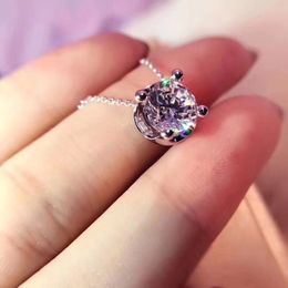 Elegant S925 Sterling Silver pendant necklace with 1.25 diamnd in rose gold and platinum for women Wedding Necklace jewelry gift