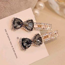 S967 Europe Fashion Jewelry Women's Crystal Bowknot Barrette Headdress Diamond Hairpin Hair Clip Dukbill Toothed Bobby Pin Lady Barrettes