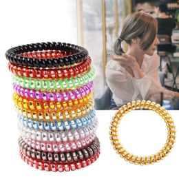 Telephone Wire Hairbands Spiral Shape Hair Ties Elastic Rubber Bands Headwear Ponytail Holder Scrunchy Hair Accessories 11 Colors DW4364