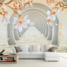 Custom Mural Wallpaper 3D Stereo Space Jade Orchid Flowers Wall Painting Modern Abstract Art Living Room Backdrop Wall Decor 3 D