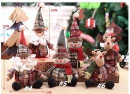 Christmas Tree Ornament Cartoon Doll 28*13cm Snowflake Plaid Doll Christmas doll Tree Ornaments ChildrenChristmas decoration T2I5585