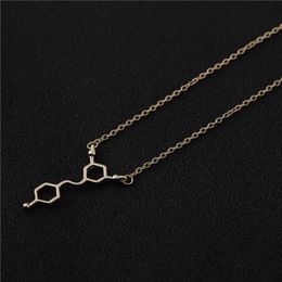 10PCS Resveratrol Red Wine Molecule Necklace Hormone Chemical Structure Dopamine Molecular Chemistry Geometric Necklaces