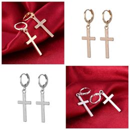 Simple Fashion Women Costume Jewelry Drop Earrings Cross Shape Vintage Silver Gold Color For Crosses Earring Gifts Dangle & Chandelier