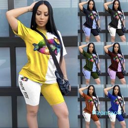 Hot sale- Amazon European and American womens fashion casual lip print clothes women 2 piece clothing summer two set outfits for women
