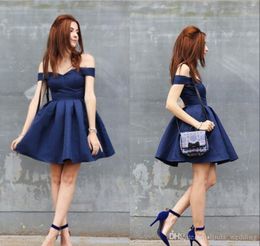 2019 Short Royal Blue Homecoming Dress A Line Off Shoulders Sweet 15 Graduation Cocktail Party Dress Plus Size Custom Made