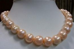 9-10MM SOUTH SEA PINK BAROQUE PEARL NECKLACE 18 INCH 14K GOLD CLASP