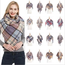 Plaid Scarf Girls Check Tassel Wraps Grid Lattice Shawl Oversized Triangle Neck Scarves Fringed Pashmina Winter Neckerchief Blankets DYP6456