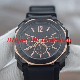 Hot sale watches OS quartz movement Small dials work Multi-function stopwatch 103075 42mm Black two-tone case Rubber band wristwatch
