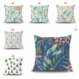 Plant Leaf Print Pillow Cover 18x18inch Sofa Pillow Case Peach Skin Home Decorative Pillows Cover Throw Pillow Cushion Cover VT0455