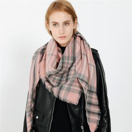 Wholesale- Womens Triangle Scarfs Pashmina New Fashion Stitching Lattice Jacquard Fringed Imitation Cashmere Ladies Scarf Wholesale M1877