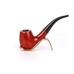 Source of origin old mahogany pipe solid wood hand pipe acrylic curved handle smooth free pipe
