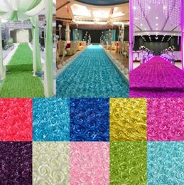 New 140cm Width Satin fabric 3D Rose Flower Aisle Runner Marriage Carpet Curtain Wedding party Backdrop Decoration 10m/lot