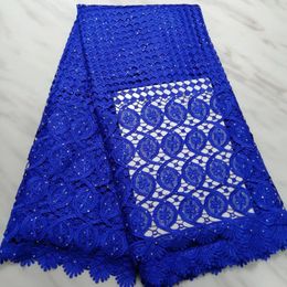 5Yards/pc Wonderful royal blue flower african guipure lace embroidery french water soluble lace fabric for dress BW65-1