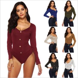 Jumpsuits Women Clothes Button Bodysuit Leotard Tops Casual Rompers Sexy Undershirt Jumpsuit Bodysuit Fashion Playsuits Summer Overalls 4700