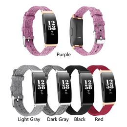 Nylon Canvas Woven Fabric Watchband for Fitbit inspire / inspire HR Smart Watch Red Replacement Bracelet Strap Band Accessories