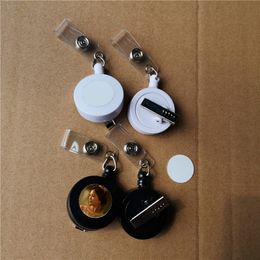 sublimation blank retractable Lanyard Name Tag Card Badge Holder Metal Clip Easy To Use hot transfer printing material printing size 20mm