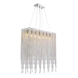Modern Rectangle Linear Chandeliers Raindrop Island Lighting Fixture for Dining Room Kitchen Island L31.5