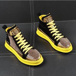 Blue 5318 Italian Rivets Wedding High-Top Lace-Up Diamond Men Spike Sneakers Flats Male Designers Shoes W249