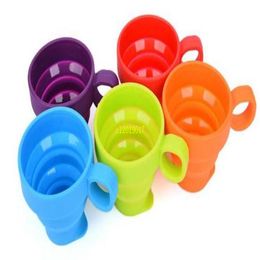 Telescopic Collapsible Silicone Travel Cups with Handle Up Drinking Cups Folding Travel Camping Cup