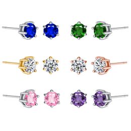 Earings for Woman Gemstone Crystal Stud Earrings Jewellery Gift Korean Fashion Jewellery 925 Silver 18K Gold Plated Zircon Stud Earrings