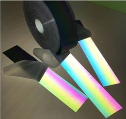 Selfadhesive Reflective Traffic Signal Belt Iridescence Colorful Strip Night Rainbow Warning Tape Hot Ironed On Clothing