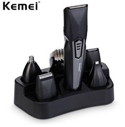 Kemei KM-640 100V-240V AC Multifunction Hair Clipper 8 In 1 Grooming Kit Rechargeable Electric Clipper Shaver Nose Hair trimmer