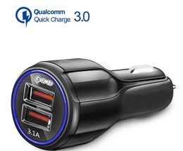 Car charger QC3.0 Quick Charger Dual 2 USB Port Fast Car Charger CE FCC ROHS Certified for samsung Samsung Huawei Tablet