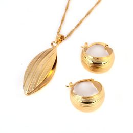 Popular Ethiopian Earring Necklace Pendant Set Joias Ouro 24K Gold Filled Jewellery African Bridal Jewellery Sets