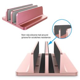 Vertical Laptop Stand Double Desktop Space-saving Notebook Holder for Mackbook Air Pro 13 15 Aluminum Stand for Surface Chromebook