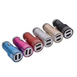 Safety Hammer car charger Aluminium Alloy Metal Dual USB Port DC 3.1A Car Charger For huawei Samsung Gps Mp3 Speaker 6 Colours