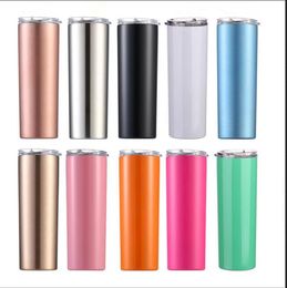 Insulated Tumbler Water Bottle Stainless Steel Thermos Cups Vacuum Beer Coffee Mug Car Office Lids Straws 20Oz Double Layer Drinkware C6853