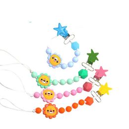 Hot sale Cartoon Baby Pacifier Chain Silicone Beads Dummy Clip Holder Cute Pacifier Clips Soother Chains for Baby Chew BPA