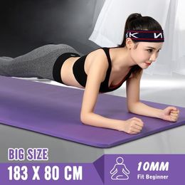 10MM Extra Thick 183X80cm Plus Size NBR Non-slip Yoga Mats For Fitness Tasteless Pilates Tapete Gym Exercise Pads With Bandages