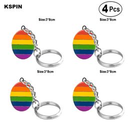 Gay Pride Key Ring Lapel Pin Flag badge Brooch Pins Badges 4PC