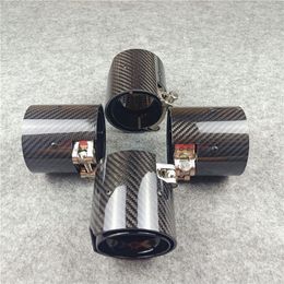 One Piece Round Exhaust Tip Tail Muffler Pipe Glossy Carbon Fibre For M2 M3 M4 With M Logo Car Rear Pipes
