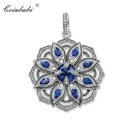 Pendentif Fleur De Lotus Bleu 925 Sterling Argent Zircone Pour Femmes Bohême Cadeau Thomas Mode Ts Bijoux Pendentif Fit Ts Collier