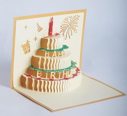 Birthday card creative 3d birthday cake paper carving greeting card birthday greeting card GB670
