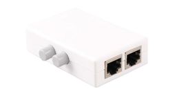 Mini Dual 2 Way Port RJ45 Network Manual Sharing Switch Switcher Box Adapter HUB*100pcs/lot