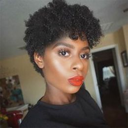 hot new hairstyle short cut kinky curly black wigs brazilian Hair African Ameri Simulation Human Hair soft short curly wig for lady