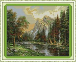 The scenery of the suburban home decor painting ,Handmade Cross Stitch Embroidery Needlework sets counted print on canvas DMC 14CT /11CT