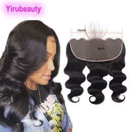 Peruvian Human Hair 13X6 Lace Frontal Free Part Body Wave With Baby Hairs Thirteen By Six Closure Natural Colour