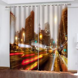 custom curtains Night scene city street Coloured lights Curtain Luxury 3D Window Curtain For Living Room
