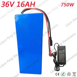 Hot sale 750W 36v 16ah Lithium battery for Electric bike with PVC case 20A BMS 2A charger free shipping
