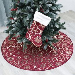 Christmas tree hem Burlap material cotton ruffle Christmas tree skirts 54 inch embroidered Christmas supplies ornament EEA460