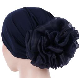 Fashion Women Flower Muslim Ruffle Cancer Chemo Hat Beanie Scarf Turban Head Fit Adult Wrap Cap Wholesale Freeship GB938