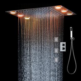 LED Multi-functional Lights Thermostatic Shower Set Controller Touch Control Panel Modern European Style Rainfall Bathroom Ceiling