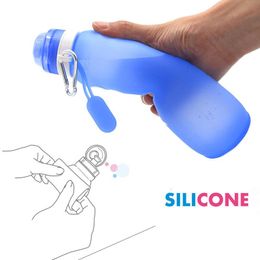 Large Capacity Folding Cups Creative Food Grade Water Bottle Silicone Folding Sports Water Bottles Outdoor Portable Travel 600ML DH1365