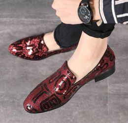 Designer-Mann-Schuhe mit spitzer Zehenpartie, glänzende Pailletten, Loafer, 2019 Herren-Hochzeitsschuhe, formelle Oxford-Schuhe