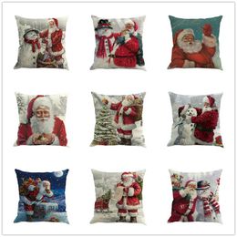 Merry Christmas Festival Pillow Case Santa Claus Printing Dyeing Sofa Bed Home Decor Pillow Cover Bedroom Cushion Cover